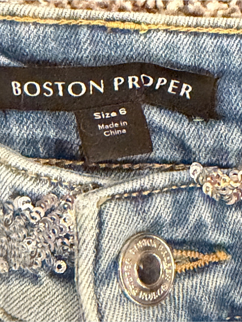 Boston Proper Sequin Embellished Blue Women’s Jeans - Picture 9 of 9